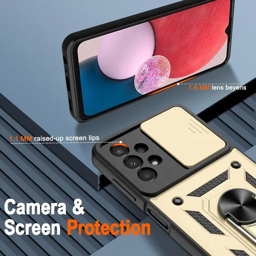 Vista 2 de Funda para Galaxy A13-4G, Samsung Galaxy A13 4G con protector de pantalla HD, resistente a prueba de golpes con soporte de rotación de 360°