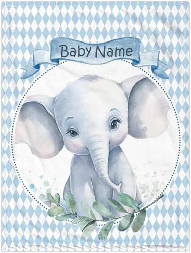 Vista 12 de Manta de bebé personalizada de elefante, manta de bebé floral con nombre para niñas, mantas de recepción de felpa suave para bebés recién nacidos