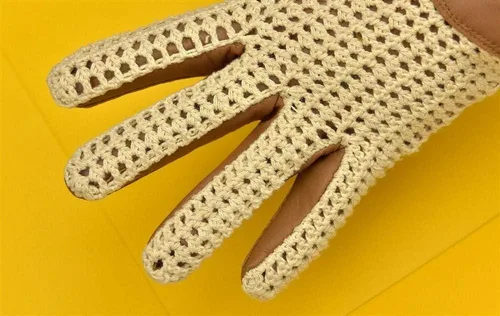Vista 4 de Guantes de conducción de piel auténtica para hombre, estilo retro, con dedos completos, chofer