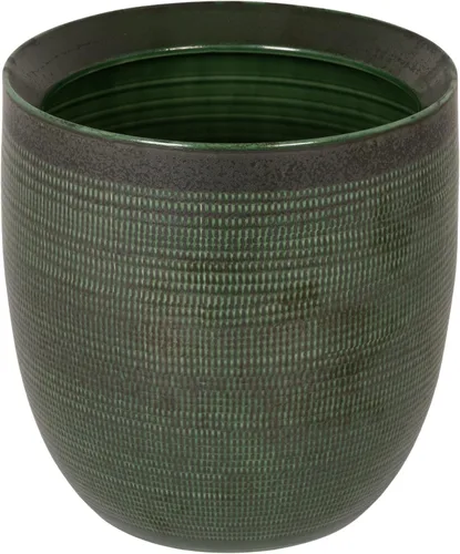 Vista 9 de Creative Co-Op - Maceta grande de cerámica blanca mate con relieve Blanco mate