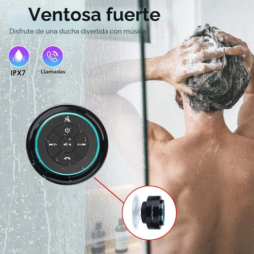 Vista 2 de XLEADER, Altavoz de ducha profesional actualizado, altavoz Bluetooth impermeable IPX7 certificado, con ventosa, cordón de silicona, sonido