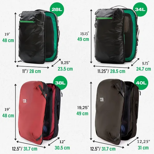 Vista 6 de COR Surf - Mochila de viaje aprobada para vuelo, de cabina, para laptop Mochila de equipaje de fin de semana para negocios, unisex, 28 l