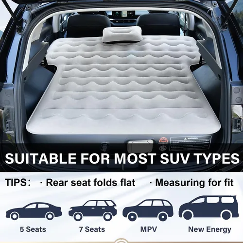 Vista 5 de Coverado Colchón de aire para SUV, colchón de aire auto inflable de un clic con bomba inalámbrica integrada y función de luz, cómodas camas de viaje