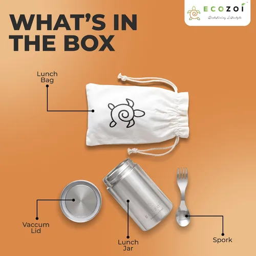 Vista 11 de ecozoi Lonchera aislada de acero inoxidable, tarro de alimentos aislado al vacío, 17 onzas + tenedor + bolsa de almuerzo