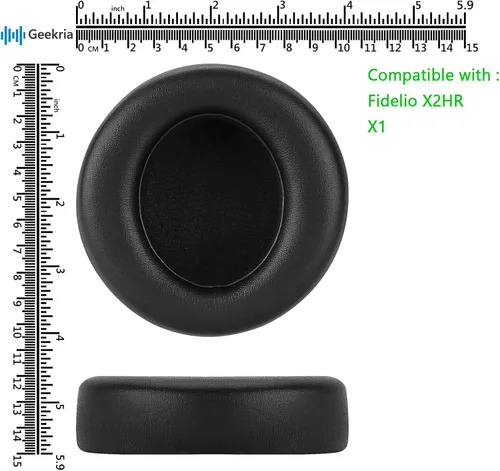 Vista 6 de Geekria Almohadillas de repuesto para auriculares Philips Audio Fidelio X2HR, almohadillas para auriculares X1, piezas de reparación (negro)