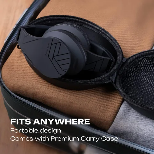 Vista 7 de PowerLocus - Audífonos Bluetooth sobre las orejas, auriculares inalámbricos plegables estéreo con cable y sin cable con micrófono incorporado, Micro