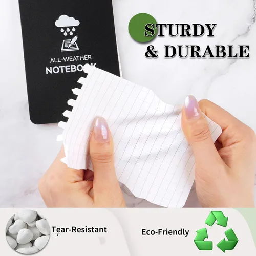 Vista 5 de COIDEA Cuaderno impermeable, paquete de 8 bloc de notas de bolsillo en espiral superior, bloc de notas de 3 x 5 pulgadas, resistente a