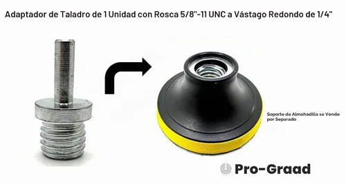 Vista 3 de Adaptador de taladro DA1 5/8-11 a 1/4" que convierte almohadillas