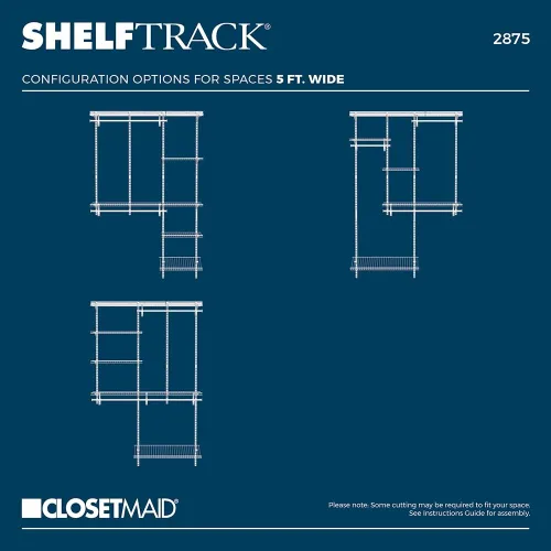 Vista 4 de ClosetMaid ShelfTrack - Sistema organizador de alambre para armario, ajustable de 5 a 8 pies, con estantes, barras de ropa, estante para zapatos