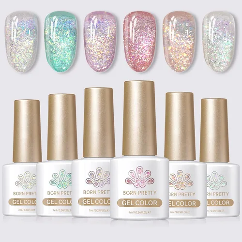 Vista 13 de Born Pretty - Esmalte de uñas en gel con purpurina reflectante roja, esmalte de uñas en gel con purpurina de Navidad, esmalte de uñas brillante
