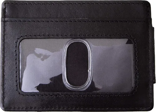 Vista 3 de Billetera con clip magnético con bolsa frontal de cuero de hombre, Viosi RFID, Negro