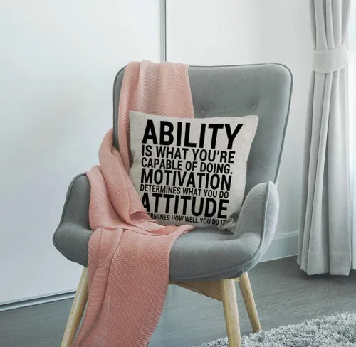 Vista 4 de SSOIU Ability is What You're Capable of Doing Motivation Attitude - Funda de almohada cuadrada de lino y algodón, funda de cojín decorativa