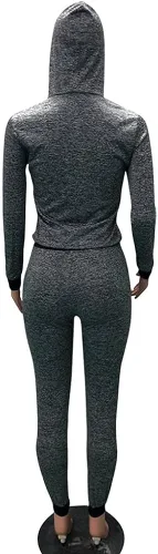 Vista 5 de 2 Piece Outfits for Women Sweatsuit Zip Up Hoodie Jacket and Long Sweatpants Clubwear Tracksuit Sportswear Set