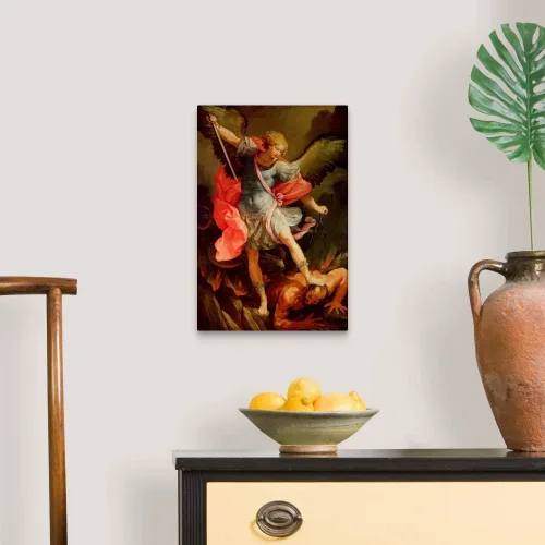 Vista 3 de El Arcángel Miguel derrotando a Satanás - Lienzo decorativo para pared, ilustraciones