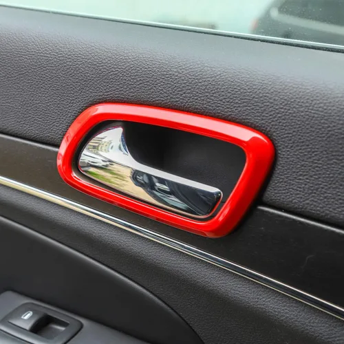 Vista 6 de CheroCar Grand Cherokee - Cubierta para manija interior de puerta para Jeep Grand Cherokee 2011-2026, 4 piezas ABS rojo interior manija de puerta