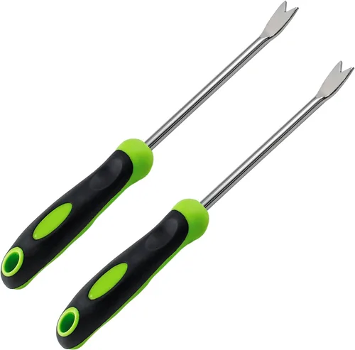 Vista 8 de Jiozermi Herramienta de extracción de malezas de mano, herramienta de acero inoxidable en forma de L para jardín, herramienta de desbrozadora