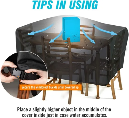 Vista 5 de Velway Funda para muebles de patio al aire libre, impermeable, rectangular, para mesa de patio, silla, sofá, 67 pulgadas de largo x 37 pulgadas