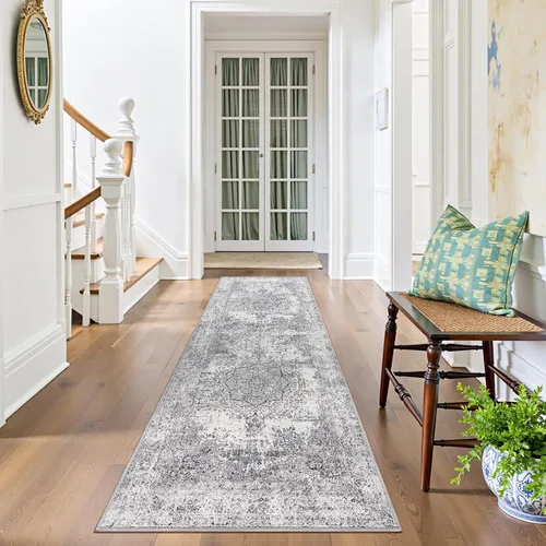 Vista 33 de jinchan Alfombra floral primaveral de 2 x 3 pies para entrada, alfombra desgastada lavable, de pelo corto, suave, pequeña, antideslizante, tapete