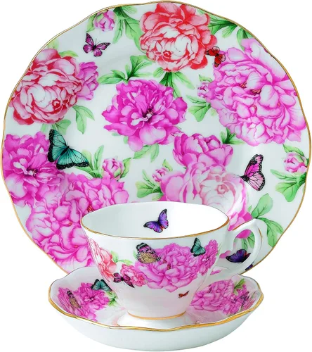 Vista 4 de Royal Albert Blessings - juego de té de 3 unidades, Multicolor Verde salvia con estampado multicolor