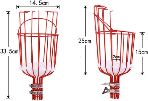 Vista 6 de Cesta recolectora de frutas, cesta cosechadora de frutas con cojín para evitar moretones, recogedor de frutas desmontable, accesorio para Rojo