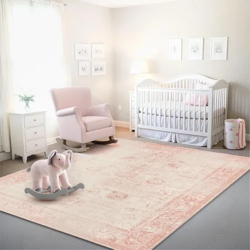 Vista 397 de Istana Alfombra larga antideslizante de 2.5 x 8 para el hogar, para pasillo y cocina, lavable, sedosa y suave al tacto, elegante, color azul y marfil