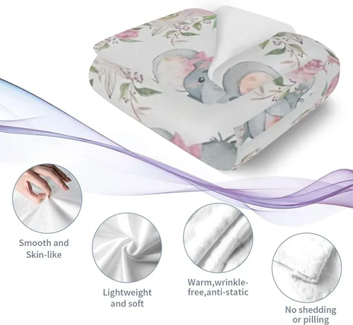 Vista 6 de Manta de forro polar súper suave para bebé niña con nombre personalizado y diseño de elefante rosa para cumpleaños de niño y niña, 30 x 40 pulgadas