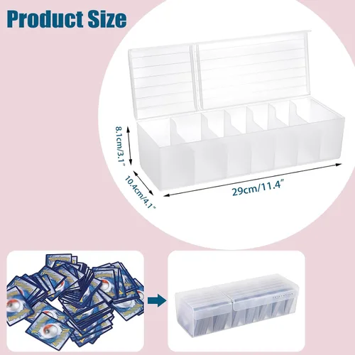 Vista 3 de OwnMy - Caja de almacenamiento de plástico para tarjetas comerciales Plastic Card Organizer Box with Dividers, Plastic Baseball Card Storage Box