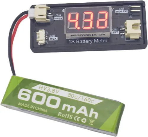 Vista 5 de 4PCS 1S 3.8V 80C 600mAh Li Batería con JST-PH 2.0 Plug Conector con 1S 6 Canales USB Cargador para Cinewhoop Tinyhawk Micro FPV Racing Drones RC RC