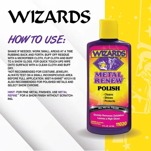 Vista 3 de Wizards Esmalte de metal crema Renovar - Limpia, brilla y protege todos los metales - Pulidor de corte rápido crema y limpiador de acero inoxidable