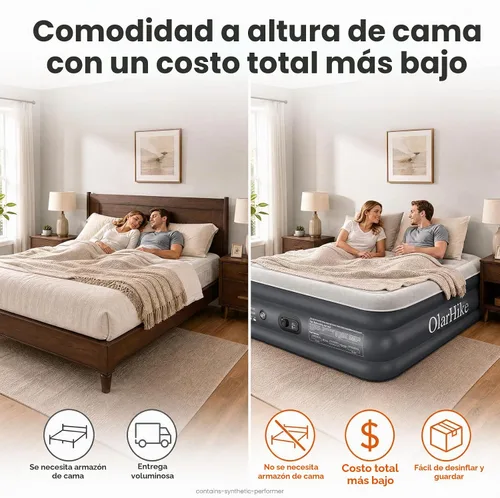 Vista 7 de OlarHike Colchón de aire Queen bomba incorporada, colchón inflable de 20 Comfort Height 20" Gris