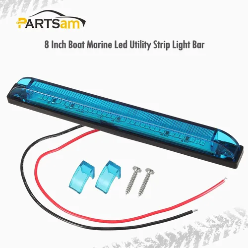 Vista 2 de Partsam 2 barras de luz azul de 30 LED de 8 pulgadas, luz de marcador de camión de remolque, 12 V de baja corriente, luces LED marinas de línea