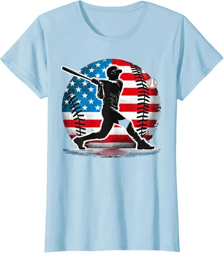 Vista 6 de Camiseta de jugador de béisbol estadounidense con bandera de Estados Unidos