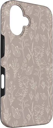 Vista 3 de Butterfly Meadow - Carcasa para iPhone 16, diseño botánico de flores silvestres