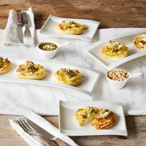 Vista 5 de Villeroy & Boch New Wave B&B - Plato para aperitivo, 7 x 6 pulgadas, porcelana premium, color blanco