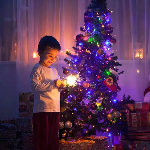 Vista 7 de Tira de luces LED inteligentes, 800 LEDs, 80m/262 pies, luces de Navidad impermeables con control remoto, blanco cálido y color, múltiples modos