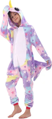 Vista 5 de WOYASIM Disfraz de franela para niños, disfraz de Halloween, Pascua, animales, cosplay para niñas y niños, una pieza