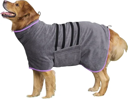 Vista 9 de Abrigo de Secado para Perros - Bata Toalla de Secado Rápido para Perros - Albornoz de Microfibra Súper Absorbente para Mascotas, Cuello Ajustable