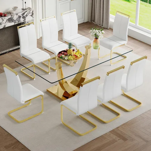 Vista 17 de Mesa de comedor moderna para mesa de comedor de mármol sintético de 4/6, 63 pulgadas, mesa de cocina rectangular, mesa de cocina y comedor de fácil