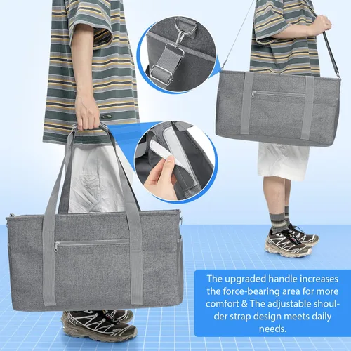 Vista 2 de GARPROVM Bolsa Tote Extra Grande para Comestibles, Bolsas de Compras Reutilizables de 42L, Bolsa de Compras Plegable Bolsa de Playa Cesta de Compras