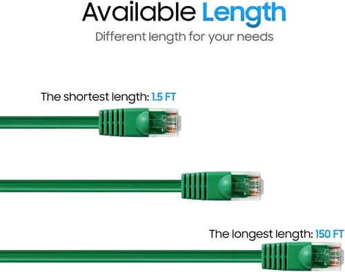 Vista 39 de Cmple - Cable Ethernet Cat5e de 1.5 pies, Cable Patch Ethernet UTP Cat 5e de 350 MHz, Cable LAN de red de 1 Gbps, conectores RJ45, compatible