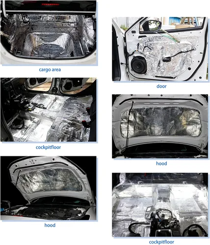 Vista 5 de Uxcell 394 mil 10 mm 10.76 pies cuadrados esterilla de amortiguación de sonido con espuma de aluminio para aislar el calor del motor del parachoques