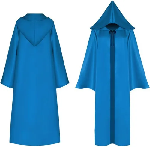 Vista 4 de SQCS Capa de terciopelo con capucha de longitud completa, bata larga con capucha, para Halloween, cosplay, disfraz de bruja, capas de vampiro
