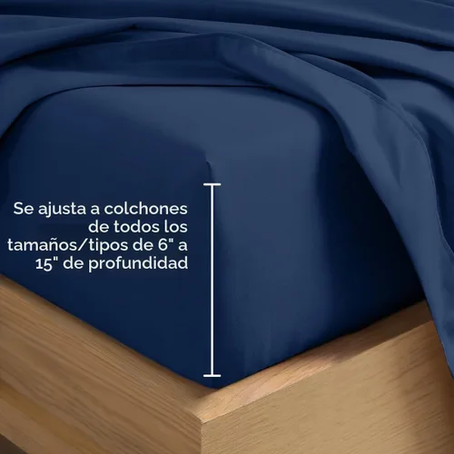 Vista 5 de Bare Home Juego de sábanas 1800 ultra suaves con 4 fundas de almohada 10 - Azul oscuro