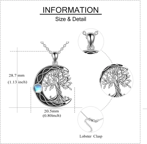 Vista 54 de ONEFINITY Collar de plata de ley 925 con diseño de árbol de la vida con colgante de nudo celta de concha de abulón para mujer