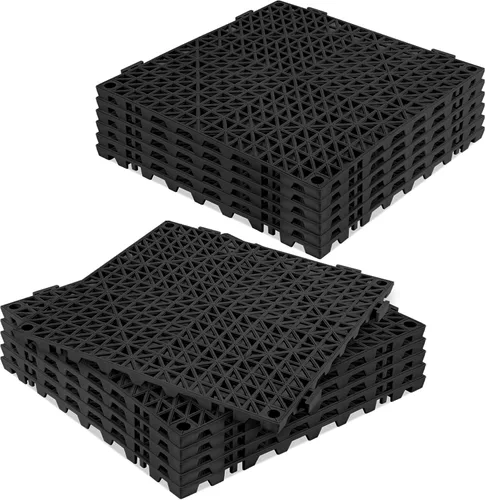 Vista 28 de ToLanbbt Cojín modular entrelazado 8P de 11.8 x 11.8 pulgadas, agujeros de drenaje de goma entrelazados antideslizantes para cubierta, ducha