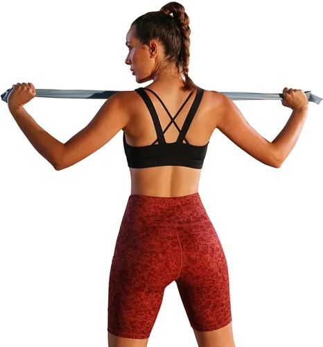 Vista 7 de AFITNE Brasier deportivo con tirantes para mujer, espalda cruzada, soporte medio, acolchado, entrenamiento, fitness, yoga, con copas extraíbles