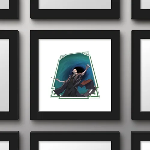 Vista 2 de Trends International Gallery Pops Harry Potter Magic Awakened - Arte gráfico de pared Voldemort, versión enmarcada negra, 12 x 12 pulgadas Versión