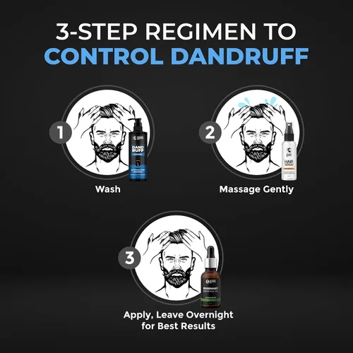 Vista 6 de BEARDO Champú sin sulfato para control de la caspa para hombres, 6.8 fl oz, champú anticaspa, biotina, climbazol, mentol, champú para cabello graso