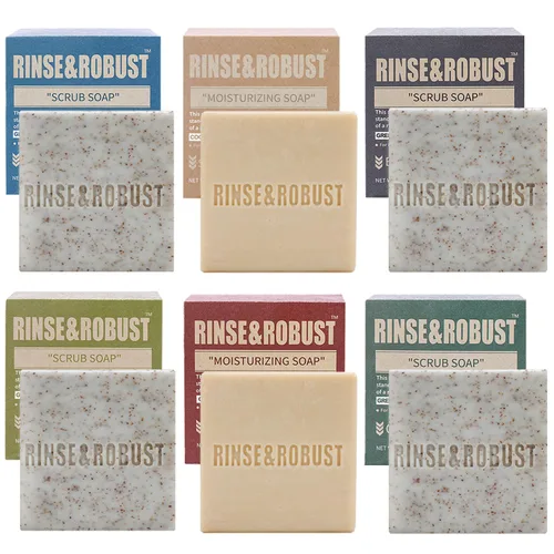 Vista 10 de Rinse & Robust Jabón de Barra para Hombres, Barra Limpiadora Hidratante y Exfoliante, Jabón de Regalo para Hombres 4 en 1 Lavado de Cara, Cuerpo