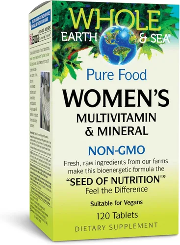 Vista 10 de Whole Earth & Sea de Natural Factors, Multivitamínico y mineral para mujeres, suplemento de alimentos integrales, vegano, 60 tabletas (30 porciones)